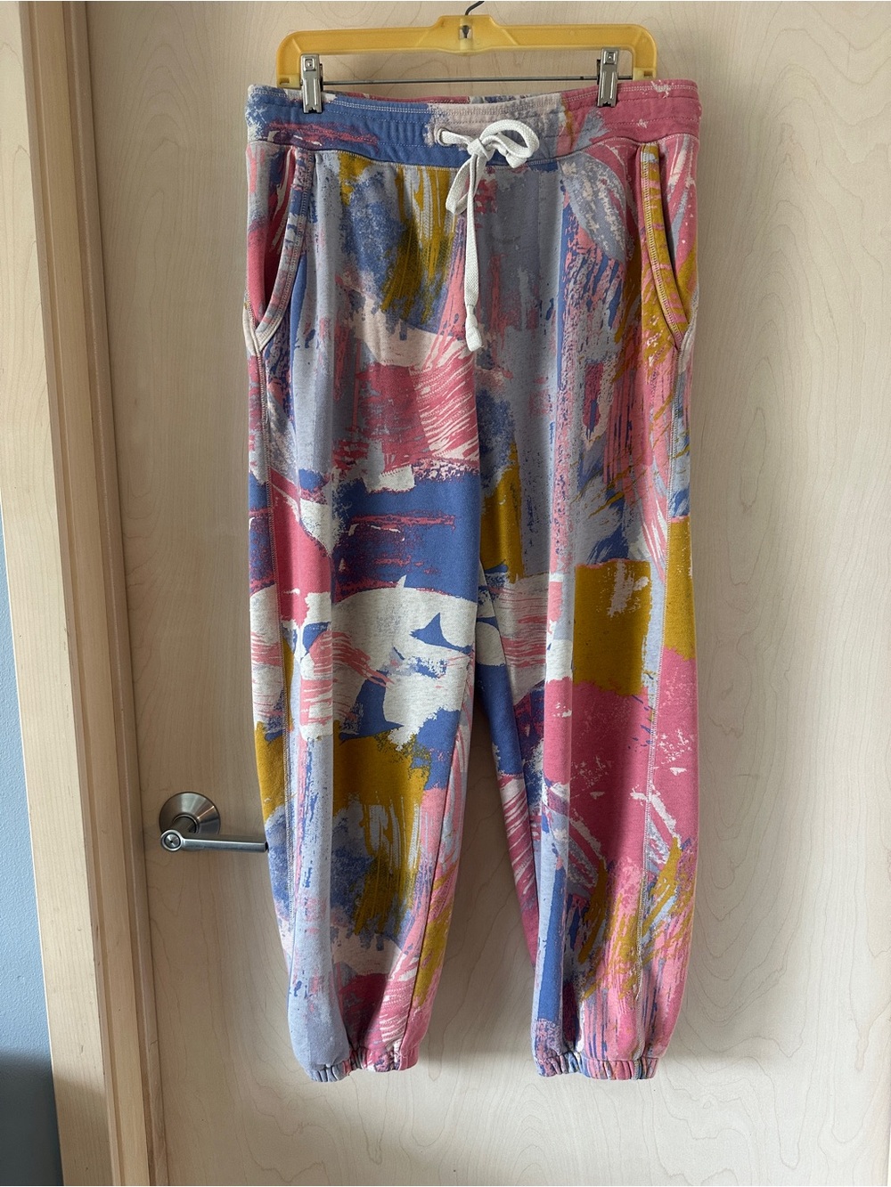 Anthropologie Saturday Sunday Camilla Knit Joggers Novelty Artsy Print Sz Large